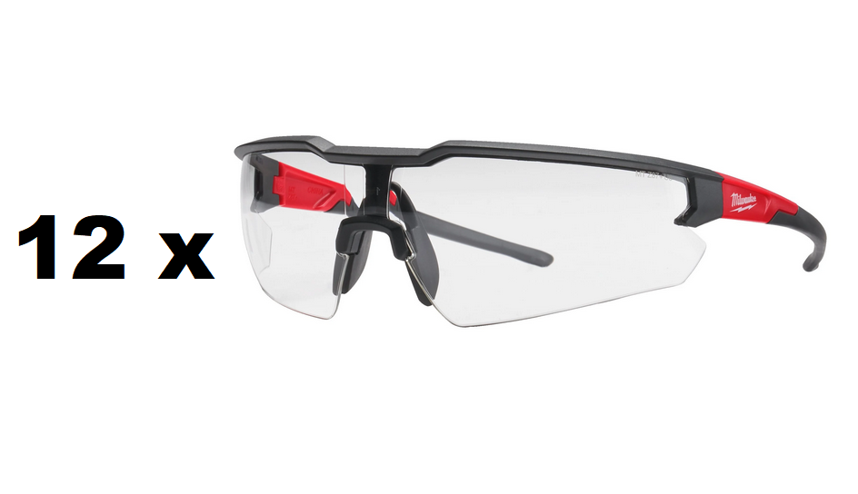 Milwaukee 12er PACK Schutzbrille klar, kratzfest & be­schlag­frei