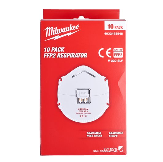 Milwaukee FFP2 Einweg-Atemschutzmaske mit Ventil 10er Pack