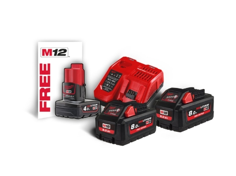 Milwaukee M18HNRG-802 18V Starterset inkl. 1 x M12 B4 Akku 4.0 Ah