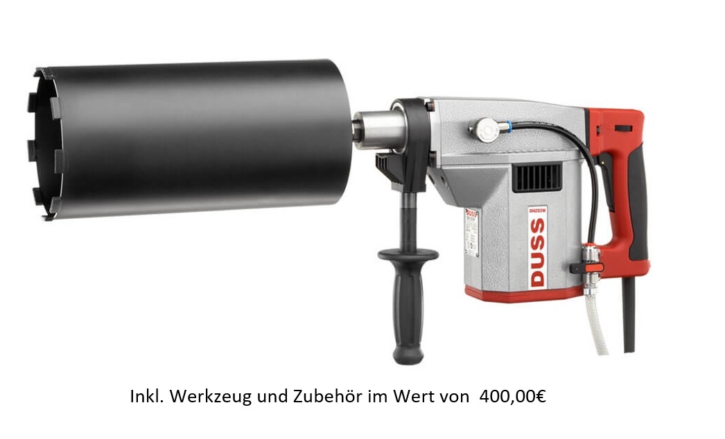 Duss Diamantbohrmaschine DIA203W SET inkl Zubehör im Wert von 476€ frei wählbar