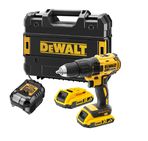 DeWalt Ak­ku-Bohr­schrau­ber DCD777D2T-QW + 2x 2Ah 18 Volt XR Akkus, Systemschnellladegerät + T STAK